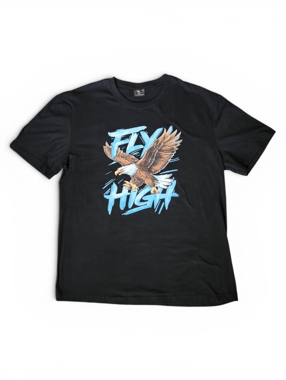 Men's Graphic Black Crewneck Tee with Eagle Detail